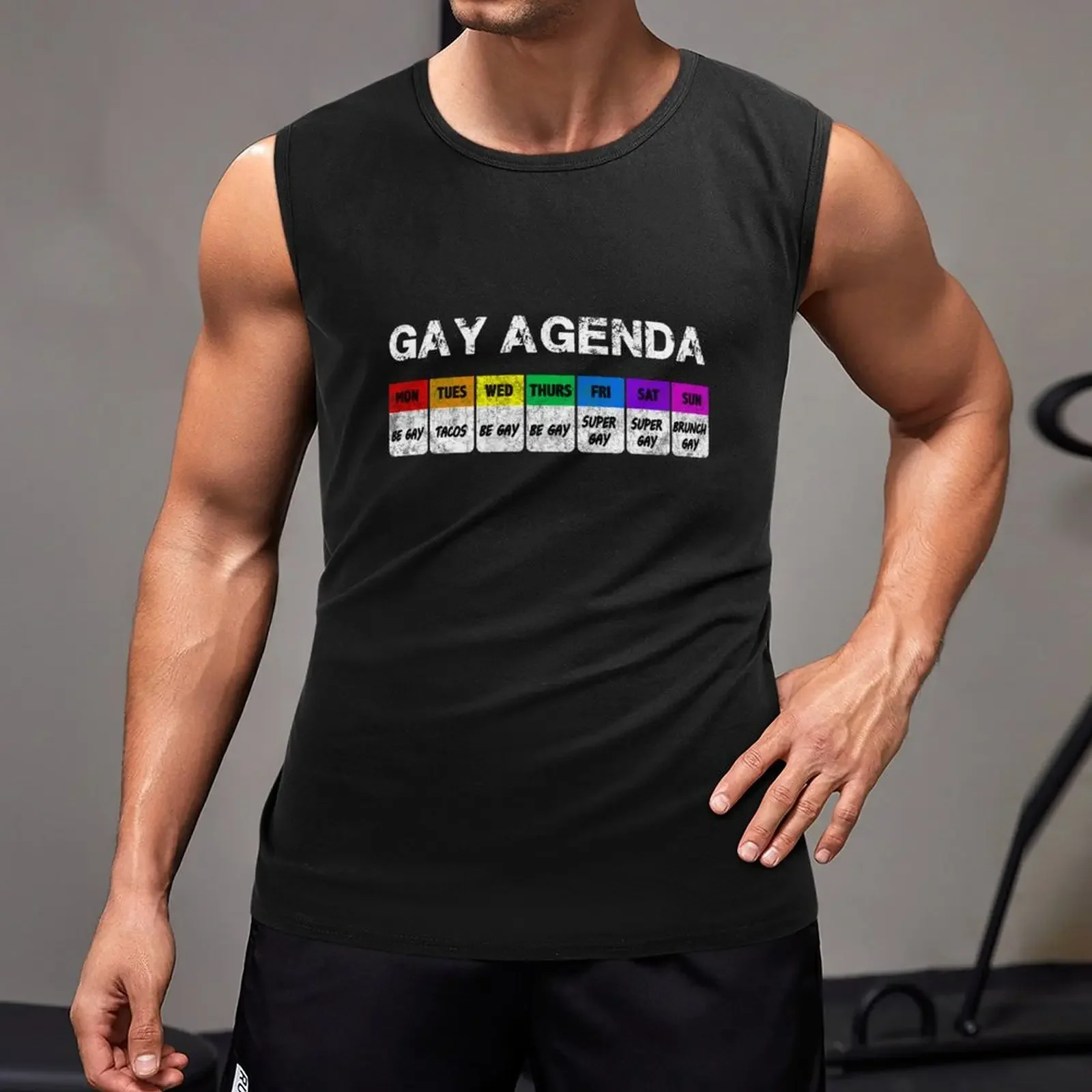 New Gay agenda T-shirt Tank Top gym t shirt men gym shirt men Men's summer clothes