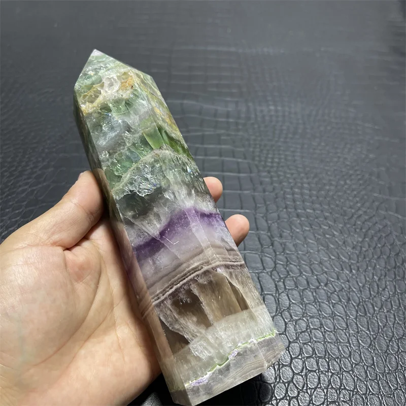 

1.1kg Natural purple green fluorite Quartz Points Healing gemstone Wands tower For Decoration