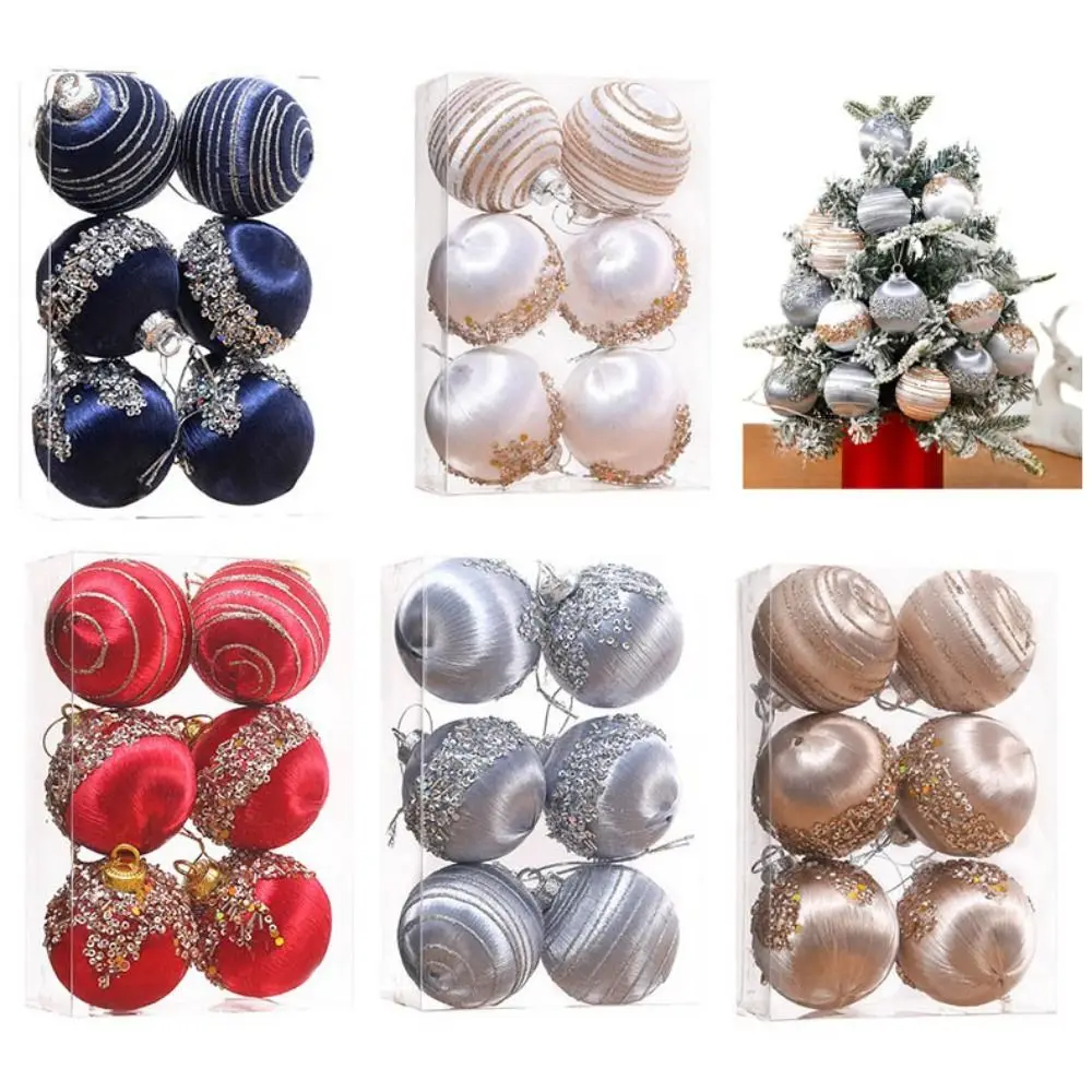 

6Pcs/Box Electroplated Painted Ball Christmas Tree Ornament Plastic DIY Crafts Painted Christmas Gifts Boxes Pendant