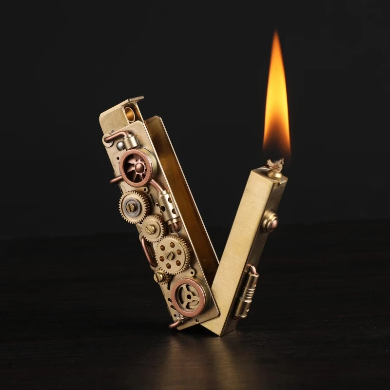 Original New Arrivals Lanzi Steampunk Handmade DIY Kerosene Lighter Automatic Ignition Creative Lighter Gadgets For Men