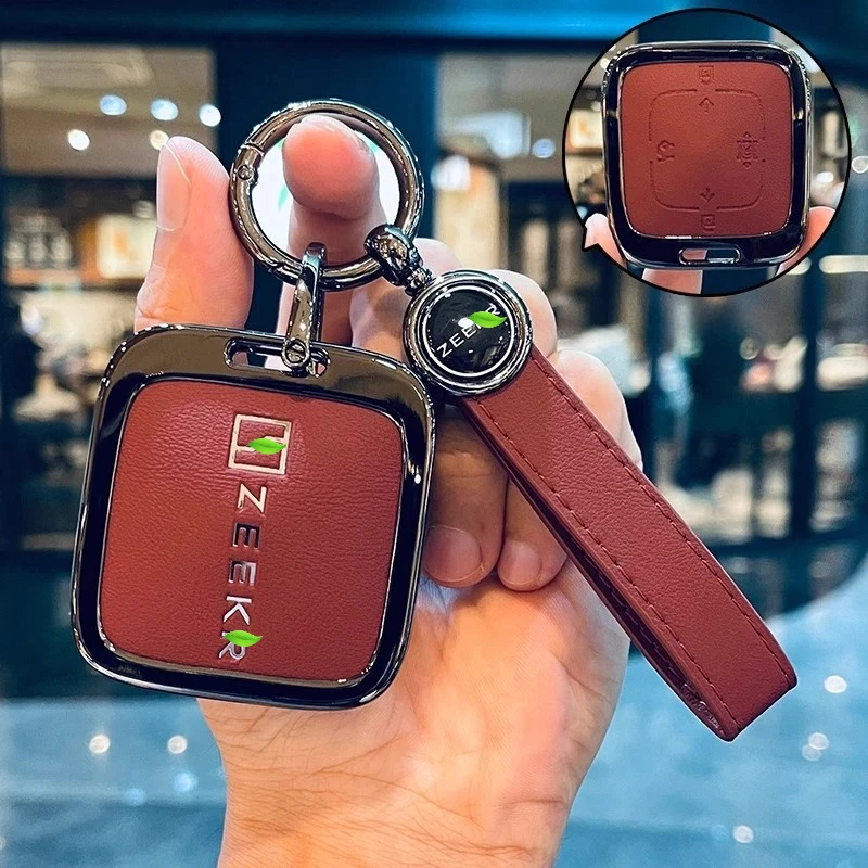 

Car Key Case Zinc Alloy for Geely Zeekr 7X 001 007 X 007GT MIX Leather Car Key Housing Cover Bracket Keychain Shell Protector