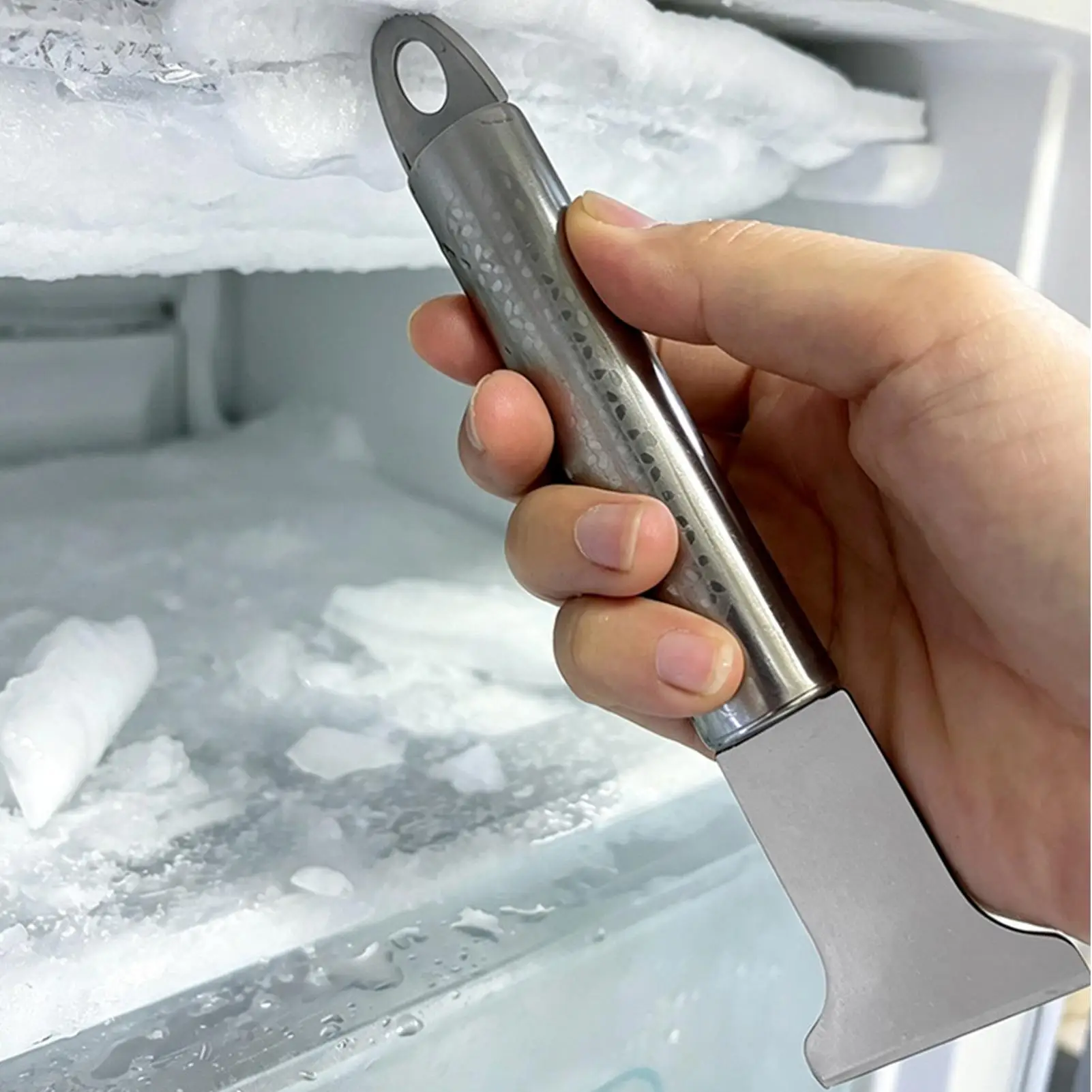 Stainless Steel Scraper Non-Scratch Stain Removal Ergonomic Non-Slip Kitchen Defrosting Scraper Tool for Cookware Counter Grill