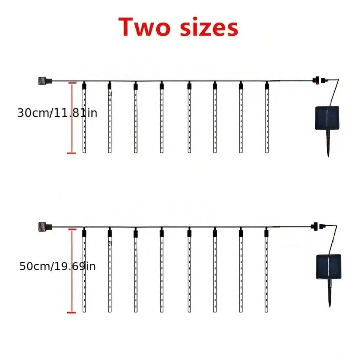 1PC Meteor Shower Rain String Lights Solar Powered Halloween Atmosphere Waterproof Drop Icicle Light Suitable For Holiday Decor