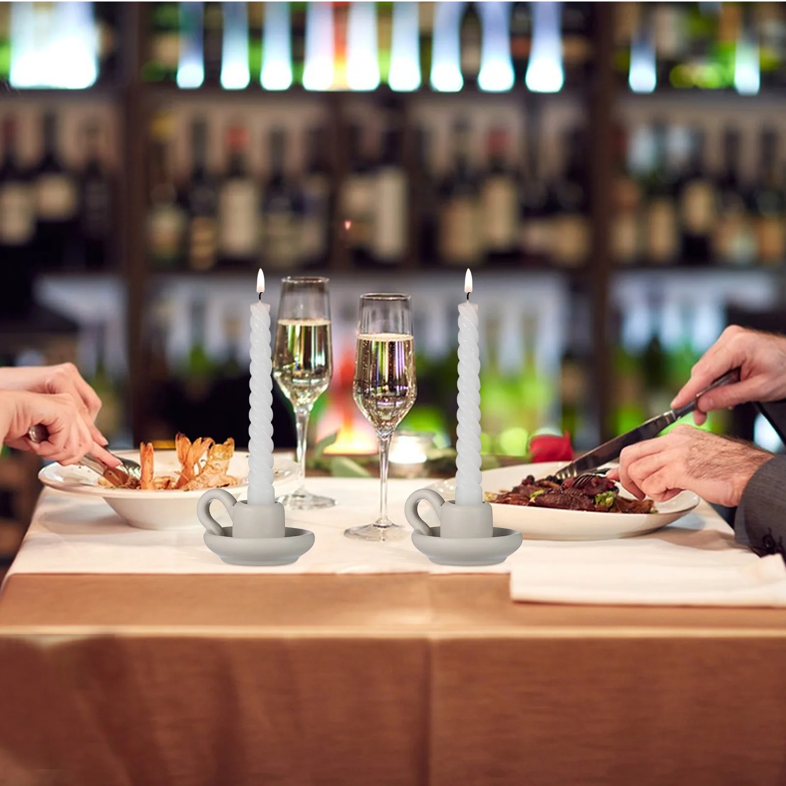 

2Pcs Nordic Trend Ceramic Candleholder Chic Creative Design Home Table Decor Dining Room Stand Decorative Adornment