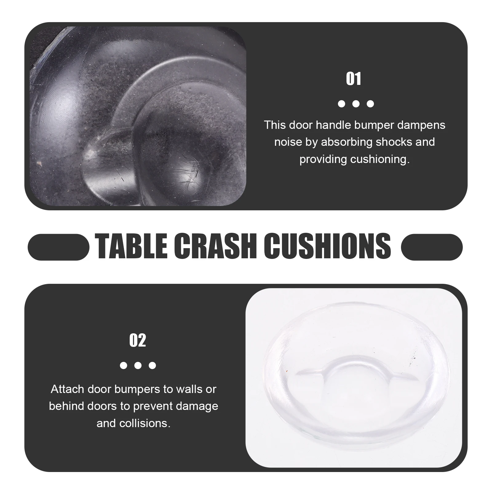 

6pcs Door Handle Bumper Protector Shock-Absorbent Anti-Collision Cushion Self-Adhesive Crash Pad For Door Wall Impact Protection