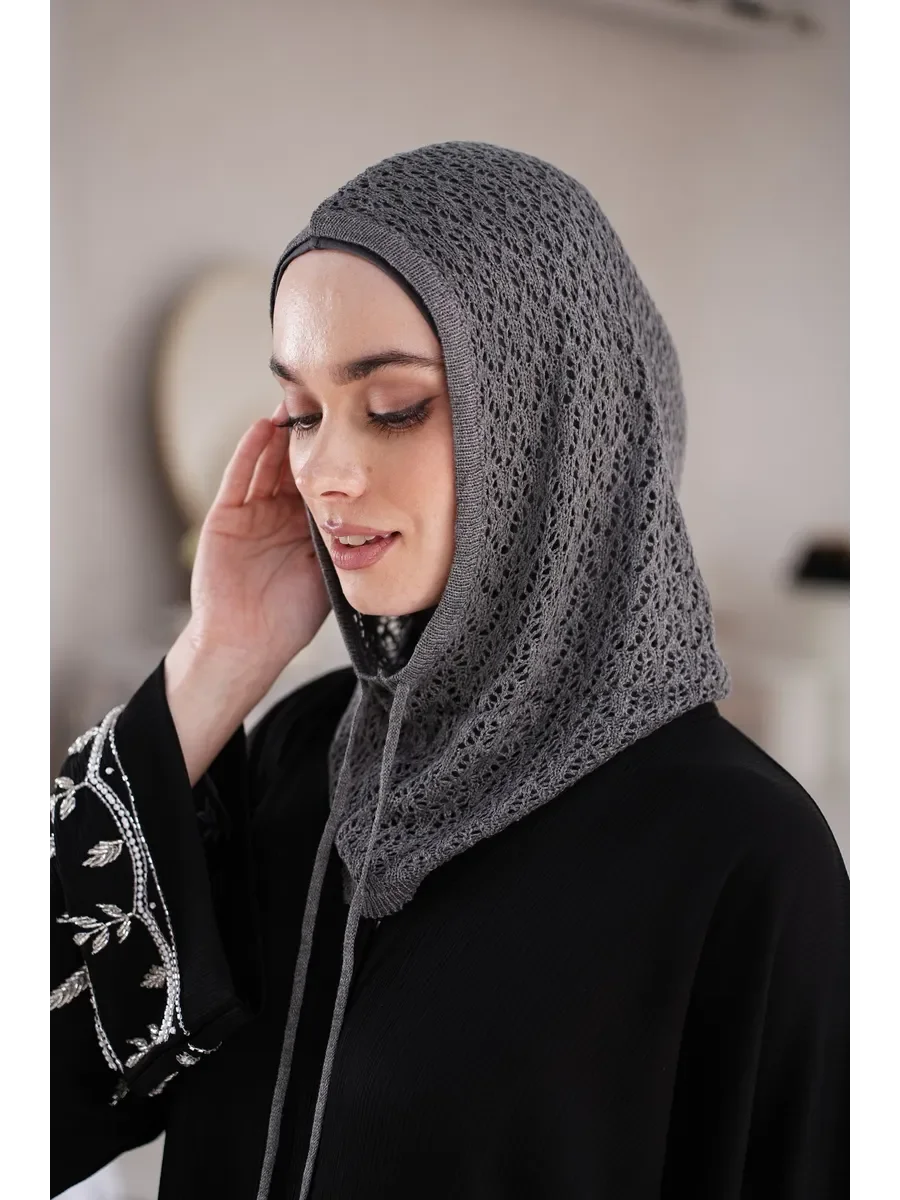 

Balaclava Hat Thin Hollow Pattern Knitted Bag Head Wool Hat Niche Retro Fashion Hat Women's Head Wrap for Women Turban Ramadan