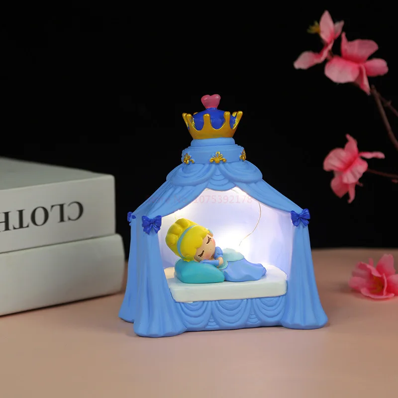 6 Kinds Disney Cartoon Night Light Anime Figures Sleeping Beauty Elsa Snow White Ariel Model Toys Christmas Gifts