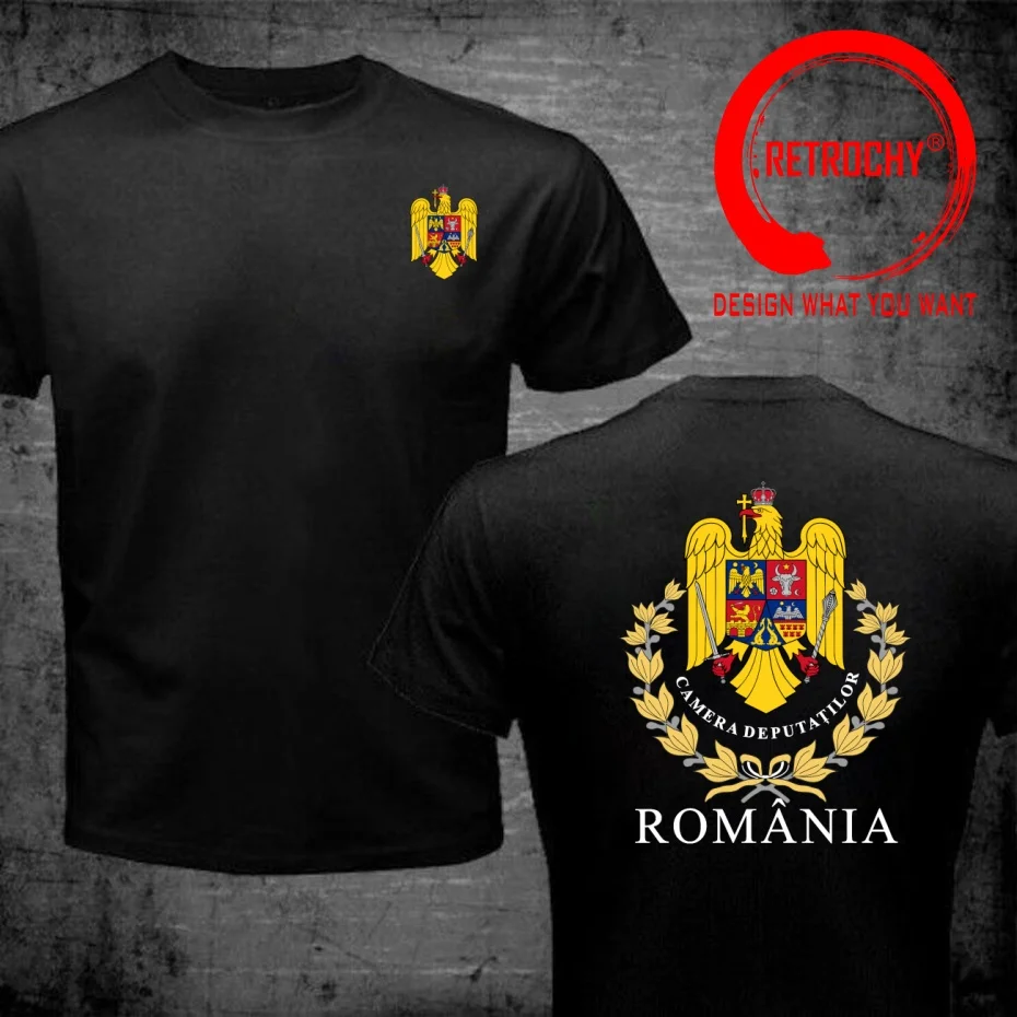 Funny Design Coat of Arms of Romania Eagle  SRed Doublet Men Fashion Trendy Casual Clothing Stylish Tops Tee Shirt Leisure Tshir