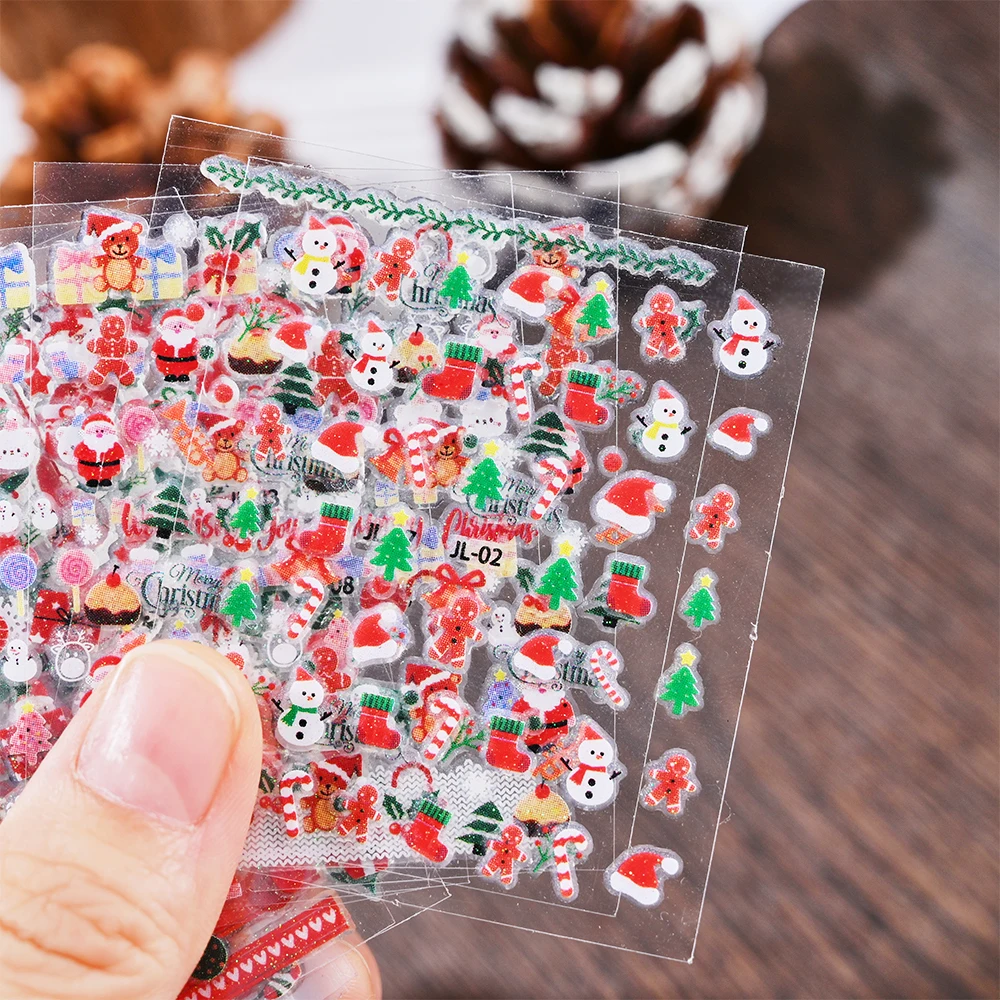 ملصقات تزيين أظافر الكريسماس ، شارات كرتونية ثلاثية الأبعاد ، سانتا ، ندفة الثلج ، تصميم الأيائل ، الشتاء ، ديكور أظافر الكريسماس ، حوالي 30: 50: 50 لكل مجموعة #3