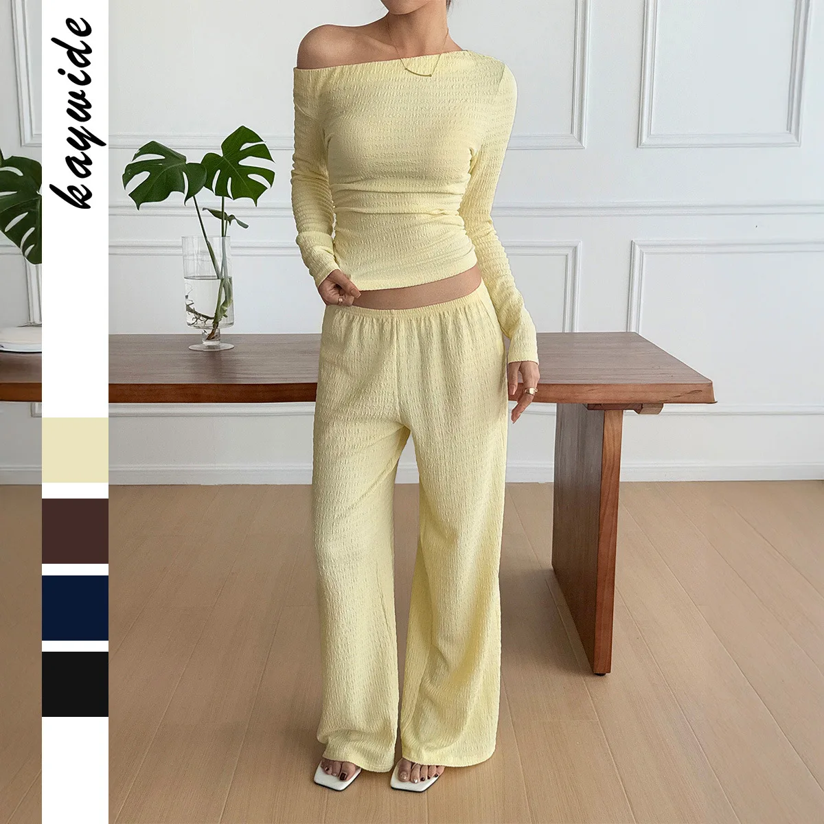 

2025 Women's Clothing Matching Two-Piece Set Autumn Winter Casual Resort Long-Sleeved Tank Top and Long Pants Women's Clothing