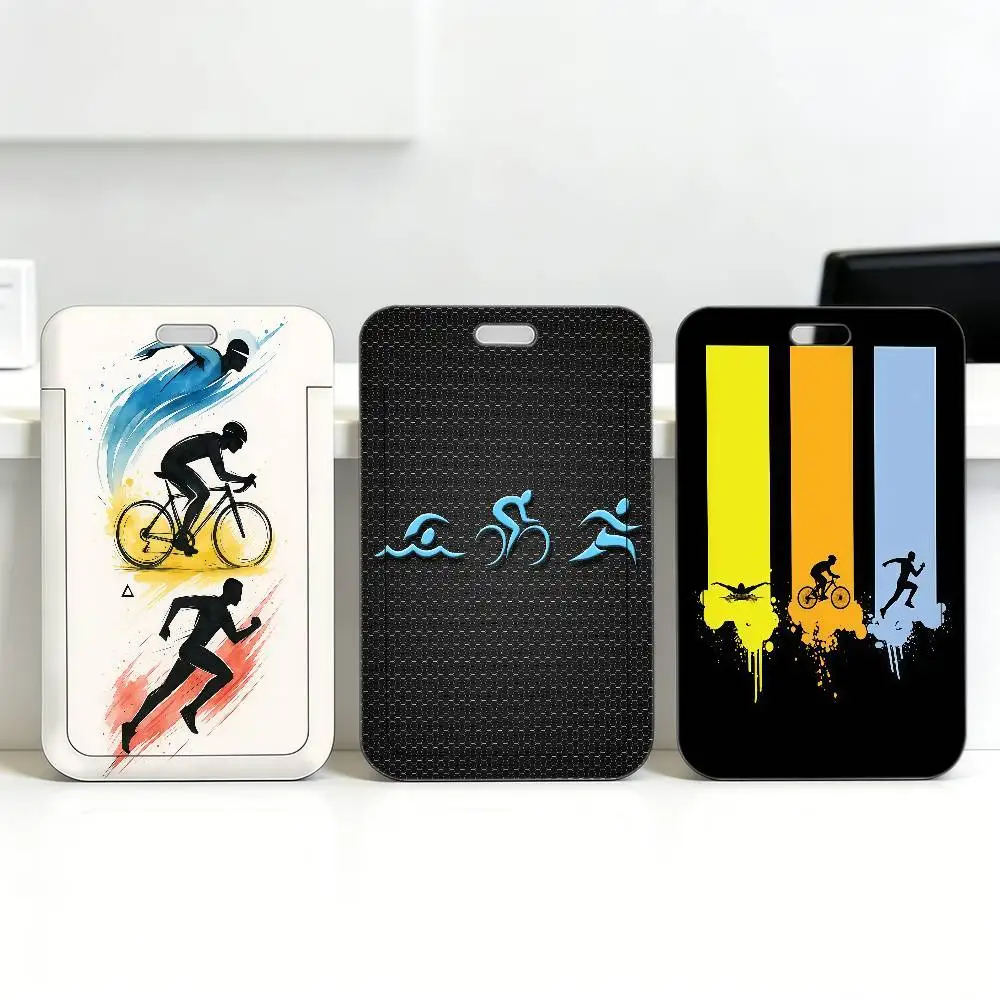 

T-TriathlonS Card Covers Holders Permit Holder Strap Students Kids Bus Cards Case ID