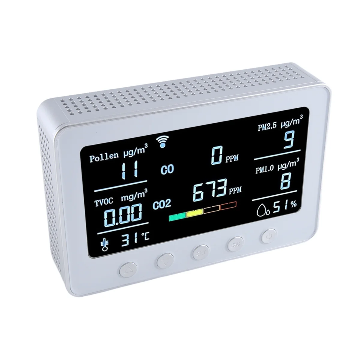 

PT02 Plus WiFi Air Quality Monitor Detects Pollen TVOC CO CO2 PM2.5 1.0 Temp RH IoT Controller RS485 Data Logger UK Plug