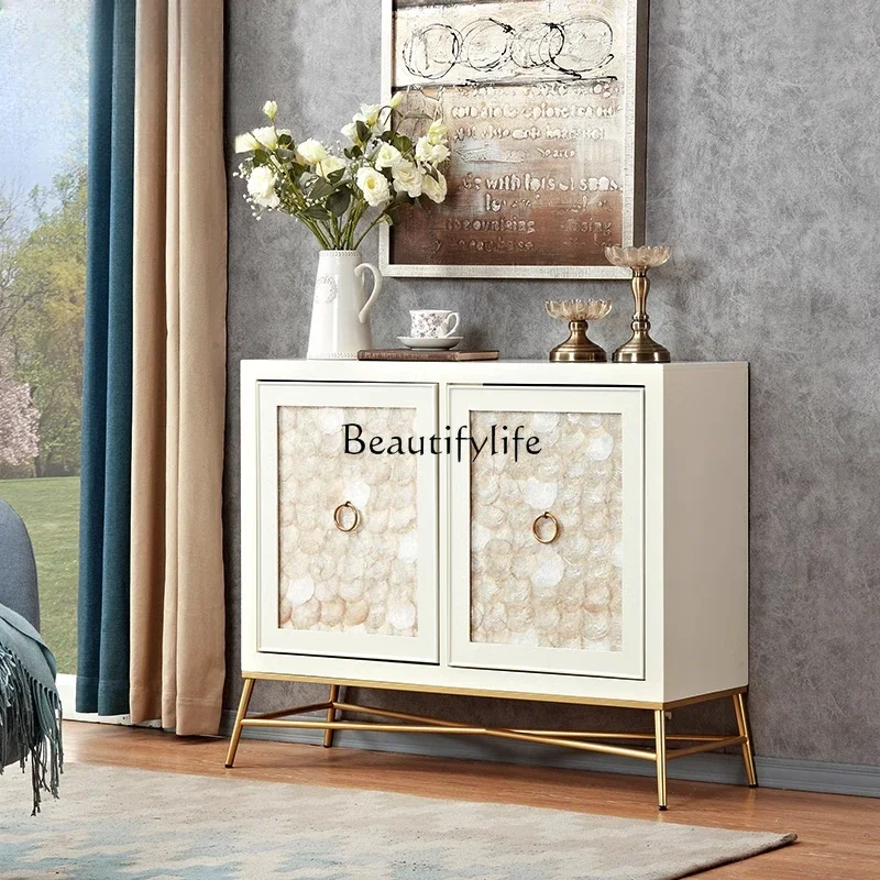 

LD33Light luxury sticker shell entrance cabinet American living room stainless steel foot dining side cabinet