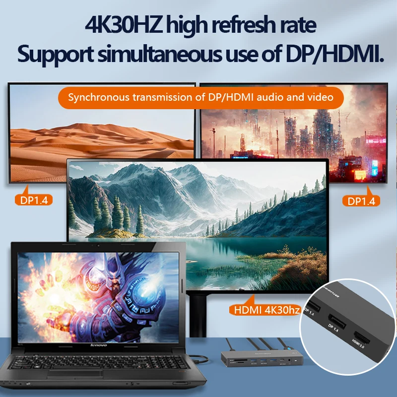 Estación de acoplamiento Bluee - Usb C Hub 12 In 1 Triple Display reseña y precio
