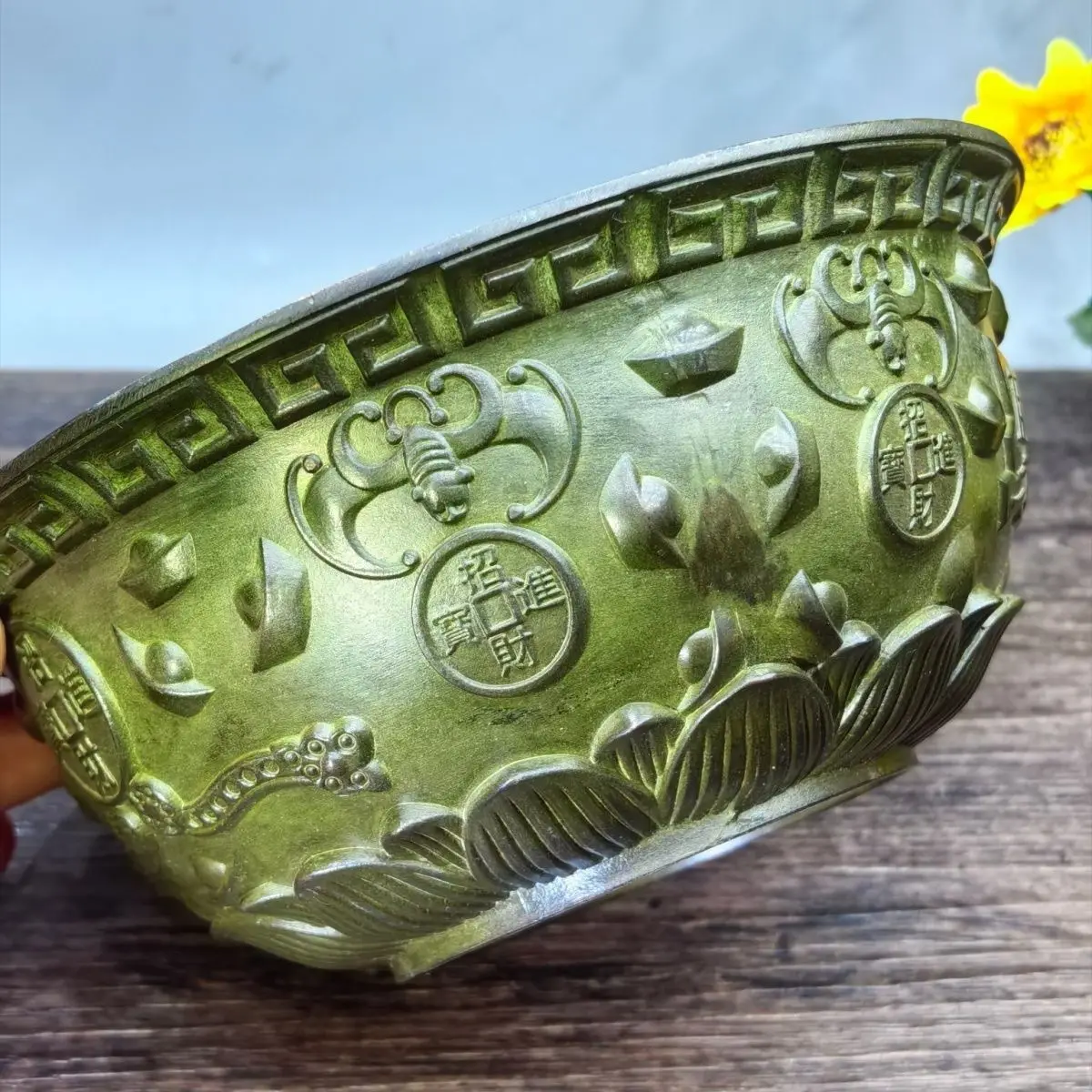 

Pure copper antique antique thickened cornucopia ornament lucky solid copper basin home living room store gifts