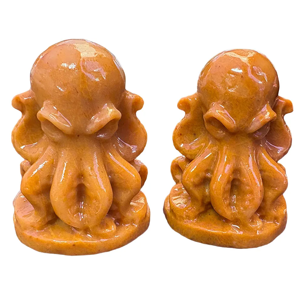 Natural Yellow Jade Octopus Figurine - 6cm Polished Gemstone Sea Creature Sculpture for Reiki Healing & Display