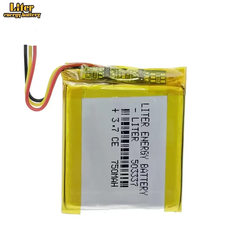 100pcs 3WIRE 3.7V 750mAh 503337 Polymer Lithium  Battery For Mp3 Mp4 Smart Watch Speaker Angeleye Ae210 Video vb603 monitor