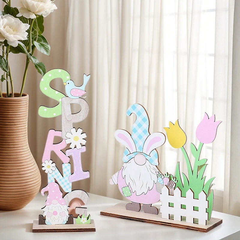 

Easter Bunny Dwarf Letter Wood Ornament EASTER SPRING Craft Home Desktop Decoration Kids Party Gift Accessories