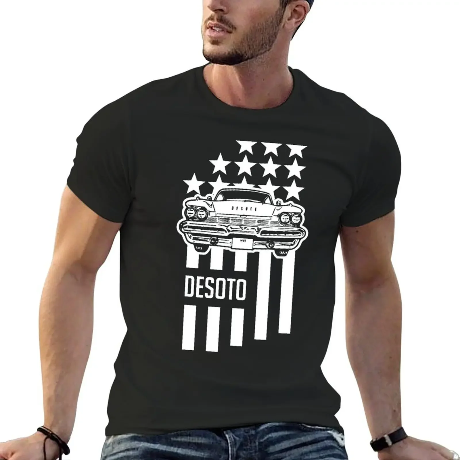 1950s DeSoto Stars & Stripes T-Shirt tees animal prinfor boys men t shirts high quality