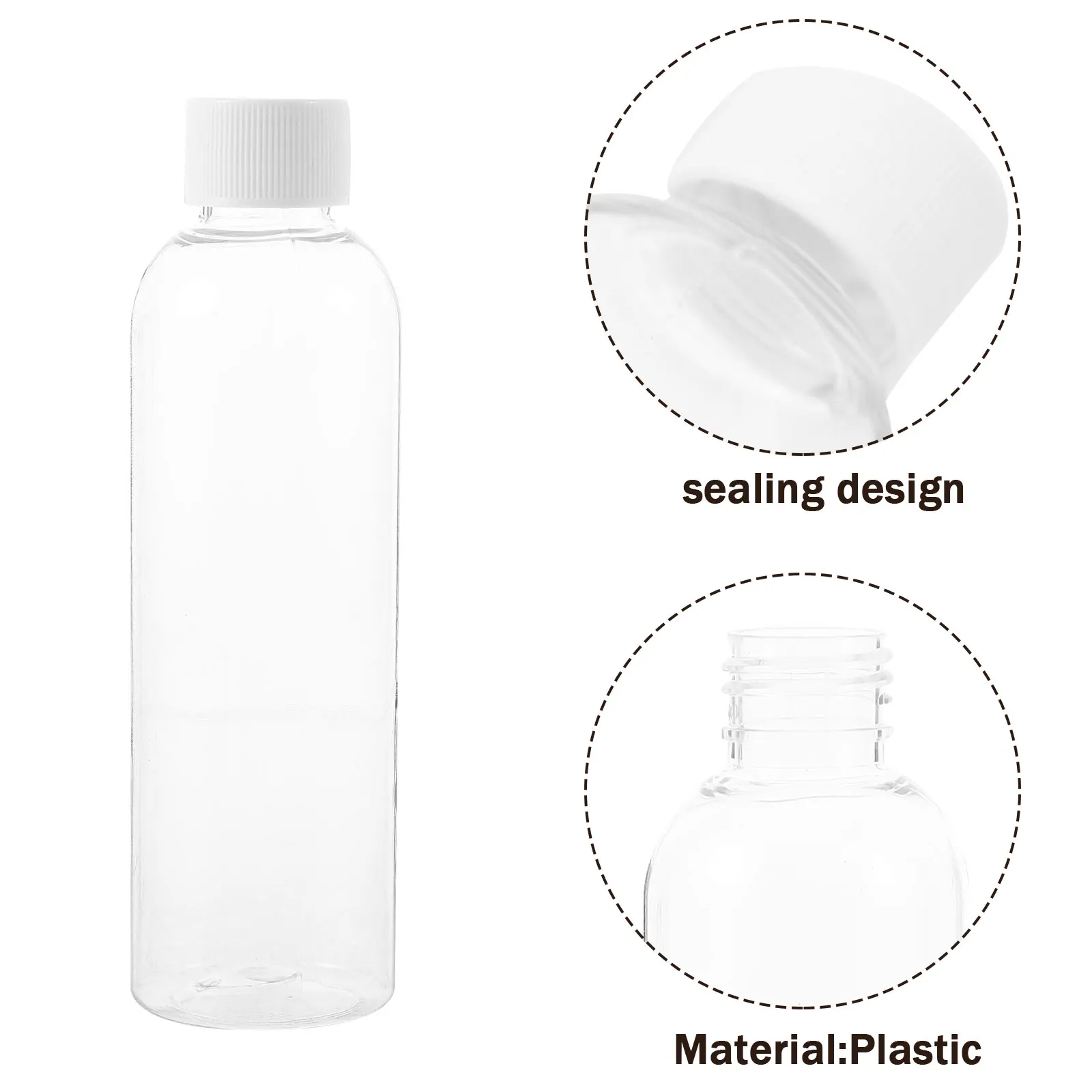 

20pcs Plastic Empty Bottles Reusable Transparent Clear Household Juice Milk Multi-Function Portable Leak-Proof Flat Bottom