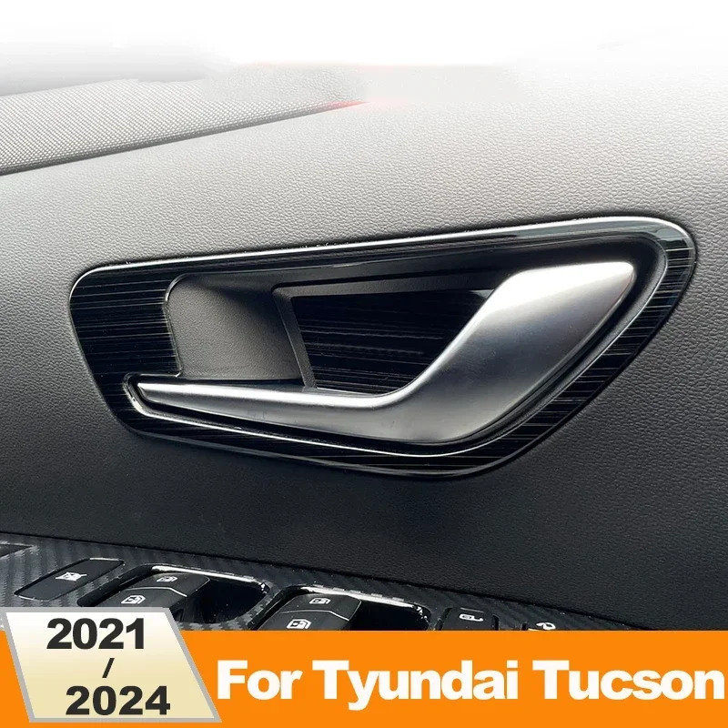 

Stainless Steel Car Interior Door Window Handle Frame Cover Trim Sticker For Hyundai Tucson NX4 2021 2022 2023 2024 Accessories