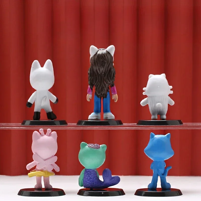 6pcs 세트 개비 인형 집 액션 피규어 인형 Kawaii 애니메이션 그림 모델 어린이 장난감 룸 데스크탑 장식 케이크 장식
