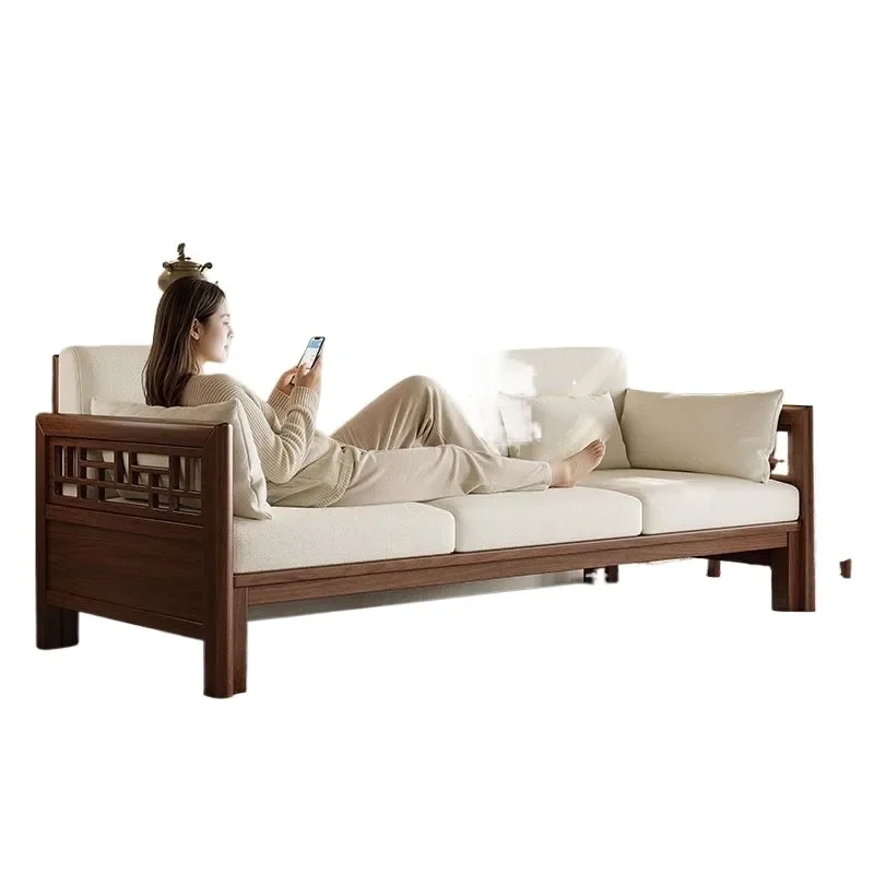 For North American Walnut Solid Wood Sofa Modern Simple Zen Style Aesthetic Living Room Furniture Small Apartment Home Decor