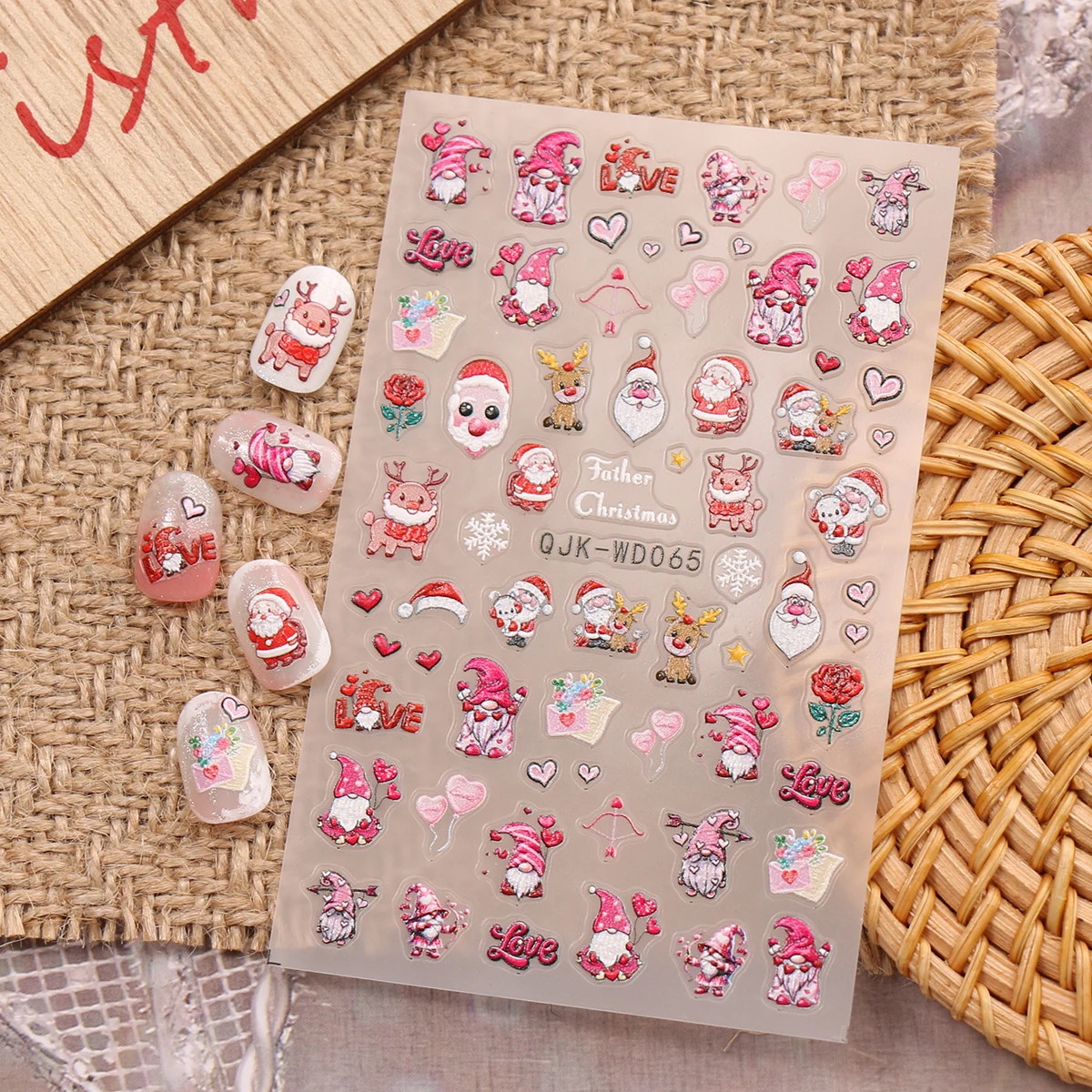 สติกเกอร์ติดเล็บลายคริสต์มาสฤดูหนาว 2 ชิ้น, สติกเกอร์ติดเล็บลายนูนแบบศิลปะ, ใช้งานง่ายสำหรับตกแต่งเล็บ, DIY