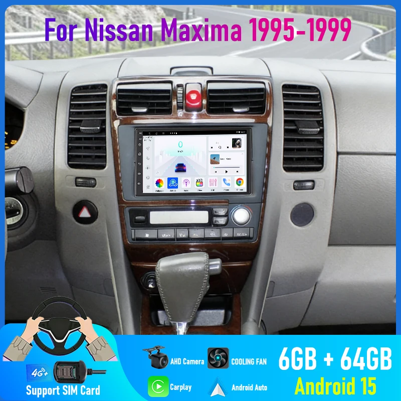 

7'' For Nissan Maxima 1995-1999 Car Radio 4G SIM Wireless Android 15 Auto BT GPS Google Map 2DIN Steering Wheel Control FM Wifi