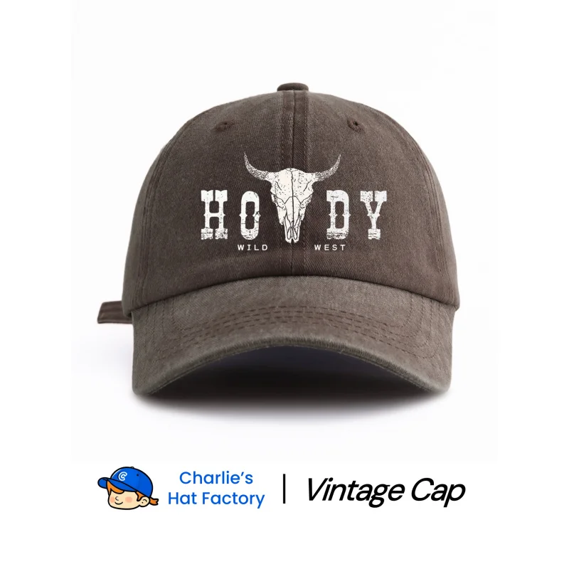 1 pc HOWDY Print Washed Baseball Cap, Classic Casual Stylish Vintage Soft Sweatband Adjustable Size Lightweight