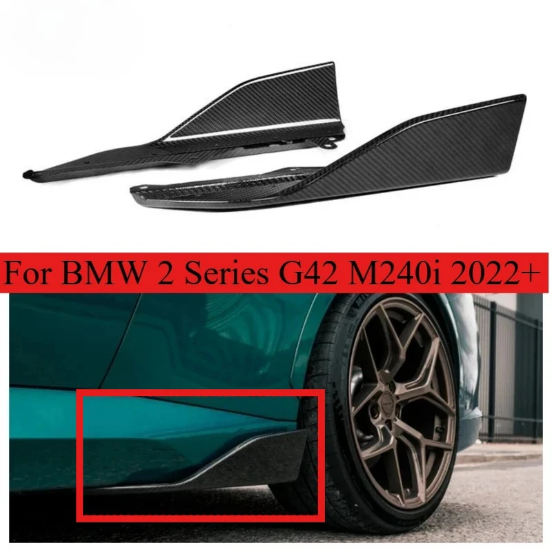 

Для BMW 2 серии G42 M240i боковые юбки из сухого углеродного волокна M240i 2022 + комплект сплиттера бампера из настоящего углеродного волокна в стиле MP