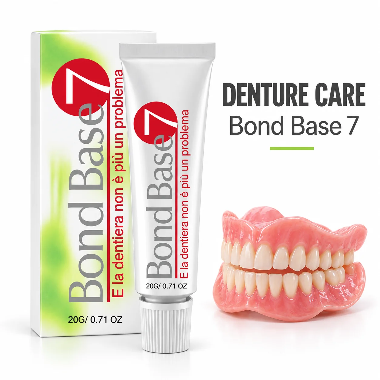 Bond Base 7 False Teeth Fixing Cream Denture Adhesive Stable Wear Comfortable Gum Cushion Natural Fit Daily Oral Care
