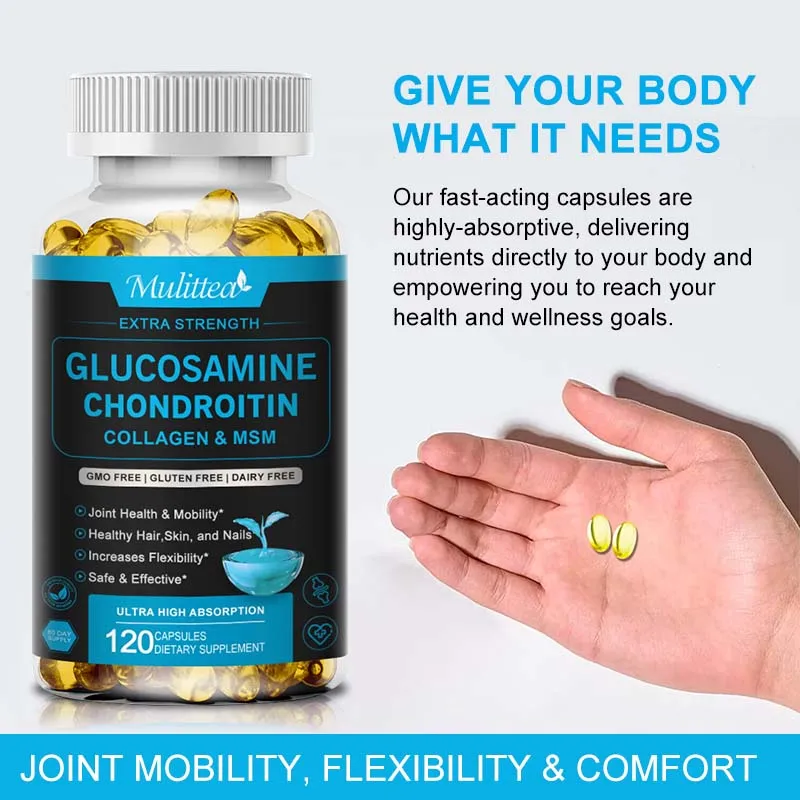 Mulittea Glucosamine Chondroitin for Relieve Joint & Knee Pain Relieve Discomfort of Bones and Improves Joint Mobility