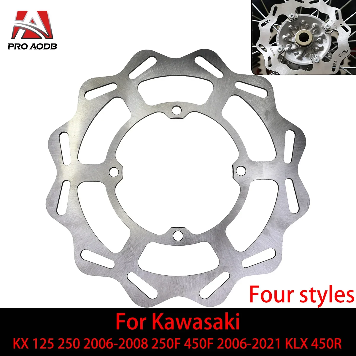 Motorcycle 320mm 270mm Front Rear Floating Brake Disc Rotor Disk For Kawasaki KX125 250 2006-2008 KX250F 450F 2006-2021 KLX450R