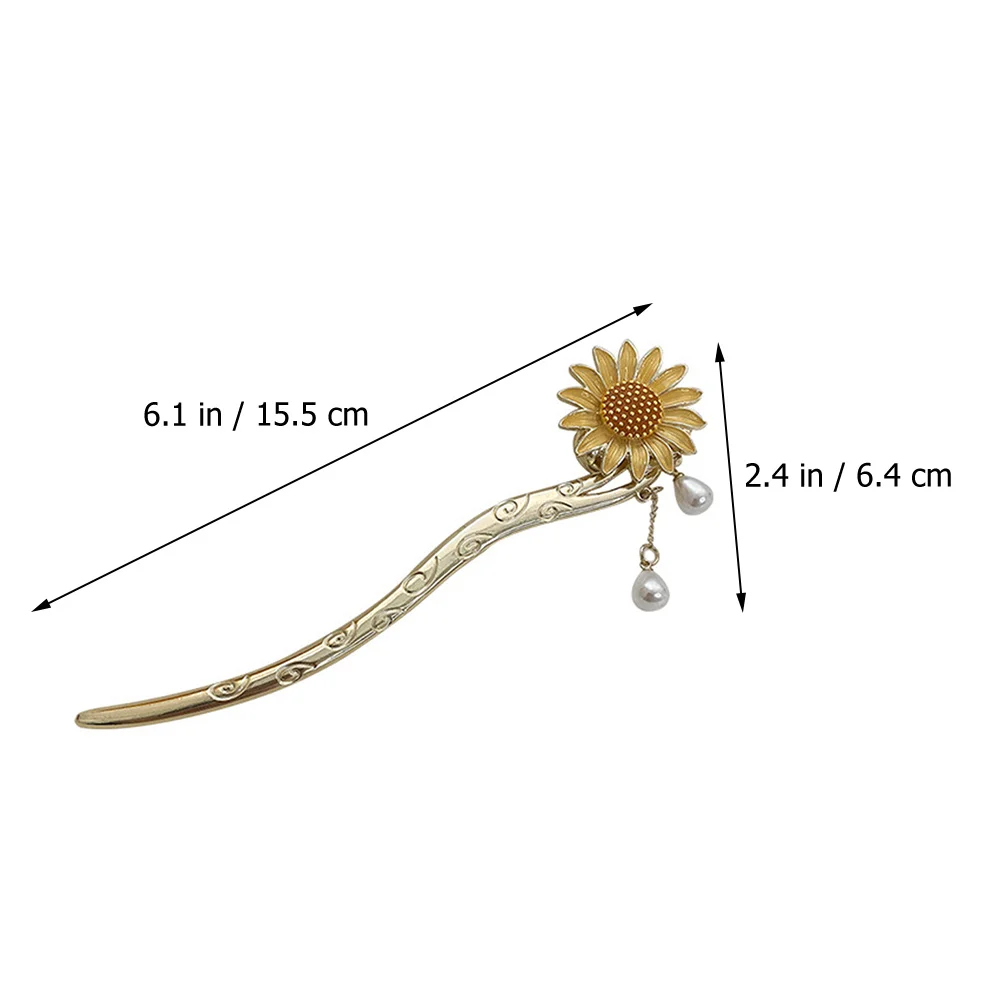 

Sunflower Hairpin Alloy Dangle Tassel Stick for Women Long Hair Bun Accessories Safe Lasting sticks for buns flower hair pin