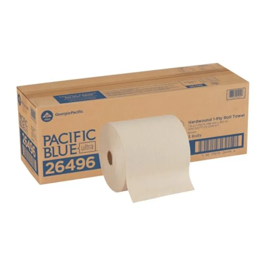 

Бумажные полотенца Pacific Blue Ultra, 8 дюймов, высокопроизводительные, из переработанной бумаги, от GP PRO; коричневые; 26496; 150 линейных футов на рулон; 3 рулона в упаковке.