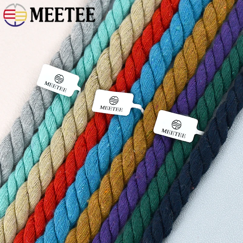 

Meetee 5Meters 5-20mm Colored Cotton Ropes 3 Shares Twisted Cord Weave Cords Decoration Macrame Rope for Bags Sewing Accessories