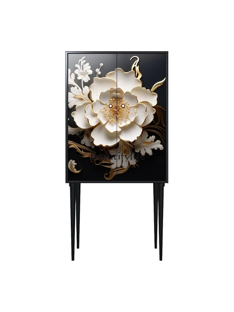 

Modern French three-dimensional texture tall cabinet solid wood retro decorative cabinet