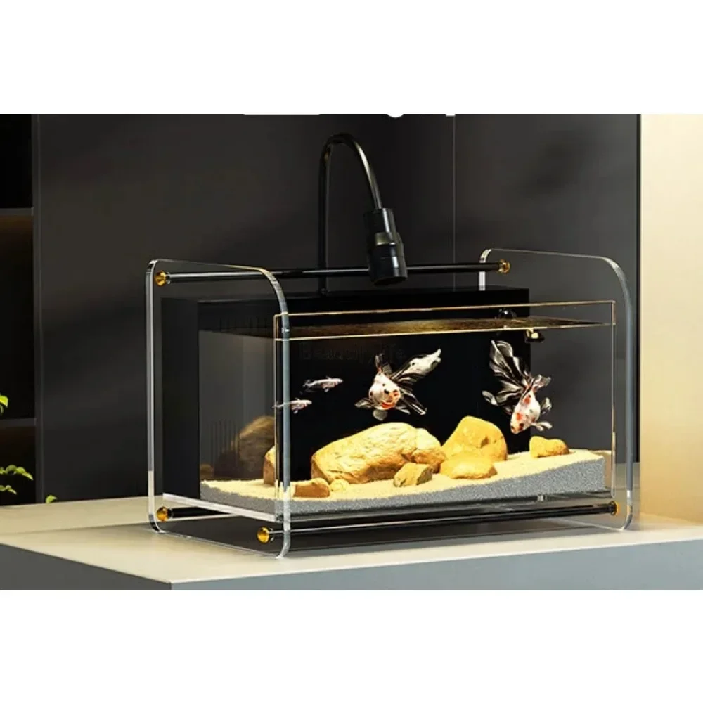 

FG26Living Room Small Ecological Stream Cylinder Acrylic Ultra-White Glass Desktop Small Fish Tank
