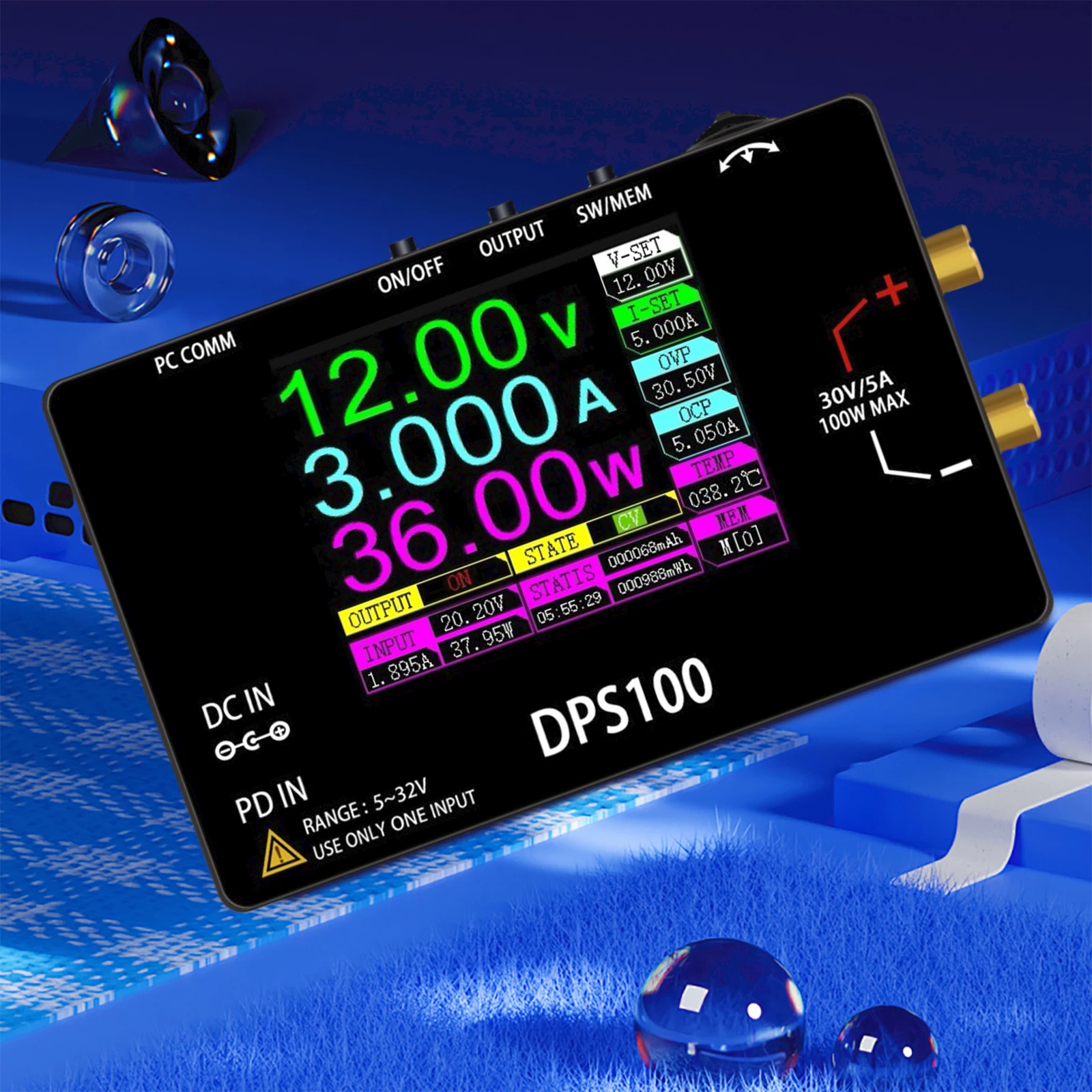 

Регулируемый стабилизатор напряжения DPS100 30В 5А 100Вт, программируемый источник питания постоянного тока для лабораторий