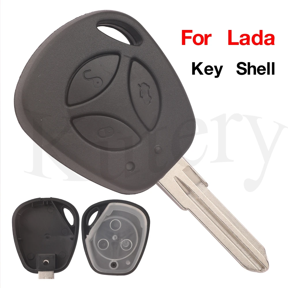 

jingyuqin 10PCS 3 Buttons Smart Remote Car Key Shell Case Fob For Lada Priora Kalina Vesta Grant Replacement