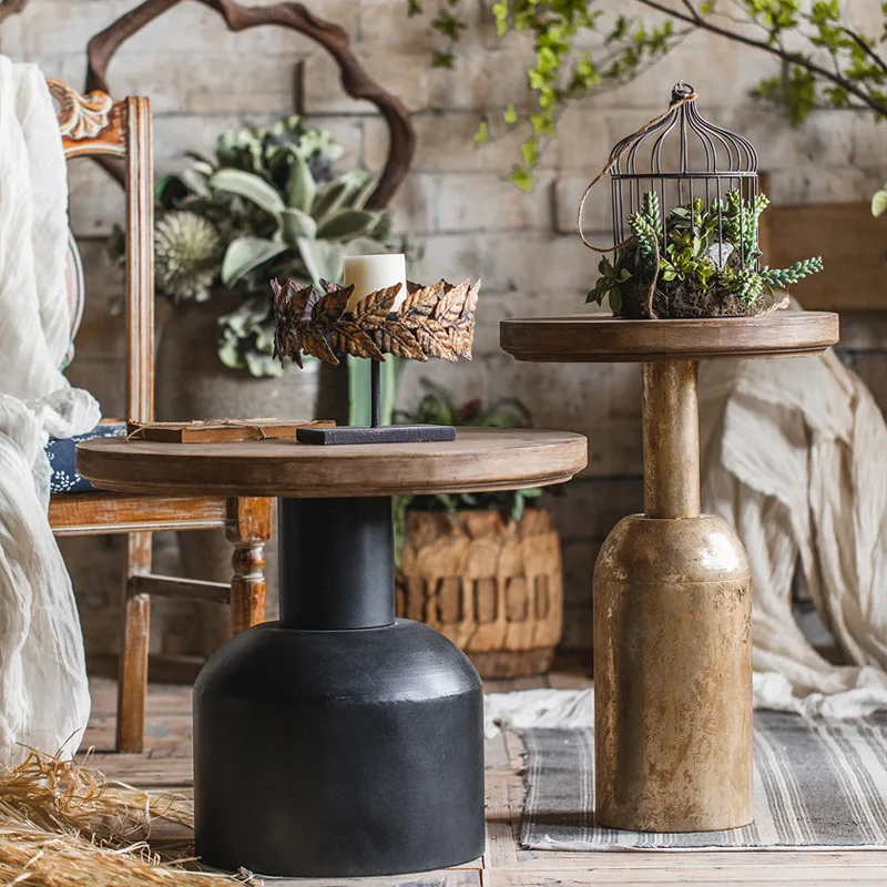 อเมริกันชนบทย้อนยุคโต๊ะกาแฟ,ห้องนั่งเล่นโซฟามุมไม่กี่เหล็กดัดไม้เนื้อแข็งโต๊ะเล็ก