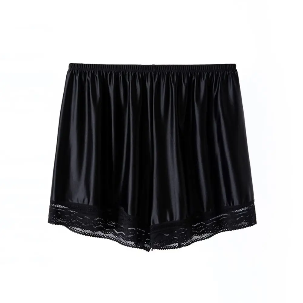 กางเกงซับในแฟชั่นผ้าไหมน้ำแข็งลายลูกไม้ เอวกลาง ทรงหลวม ไร้รอยต่อ ป้องกันการมองทะลุ สไตล์ JK Lolita กางเกงขาสั้นสำหรับฤดูร้อน