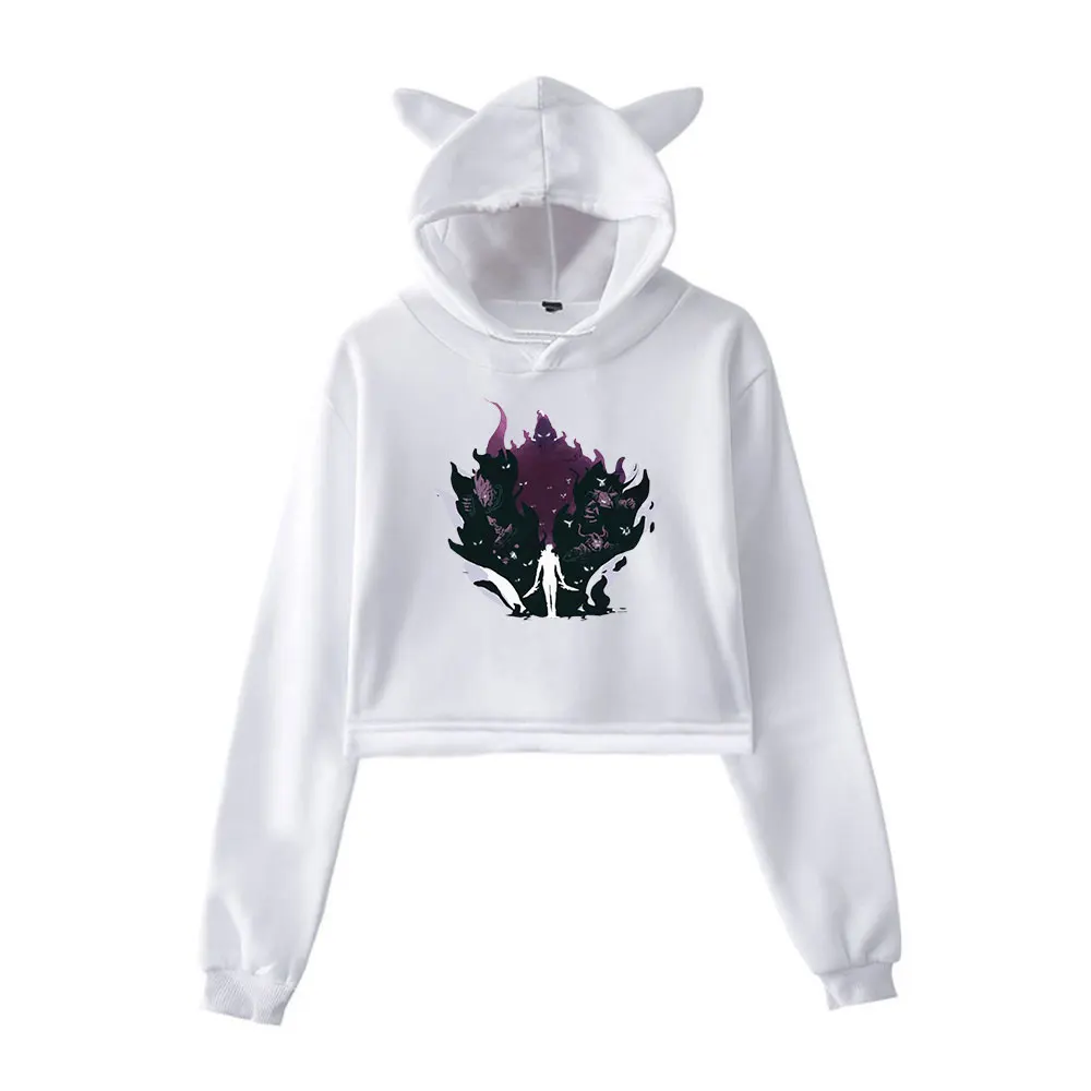 Solo Leveling Game Vintage 90s Streetwear Hoodie Merch Hoodie Sweatshirts for Girl Cat Ear Crop women Clothing