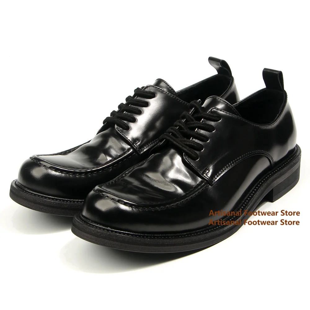 

Black/brown Oxford Shoes Retro Thick Soled Lace-Up Men's Shoes Handmade Leather Shoes New In Office Business Dress Shoes