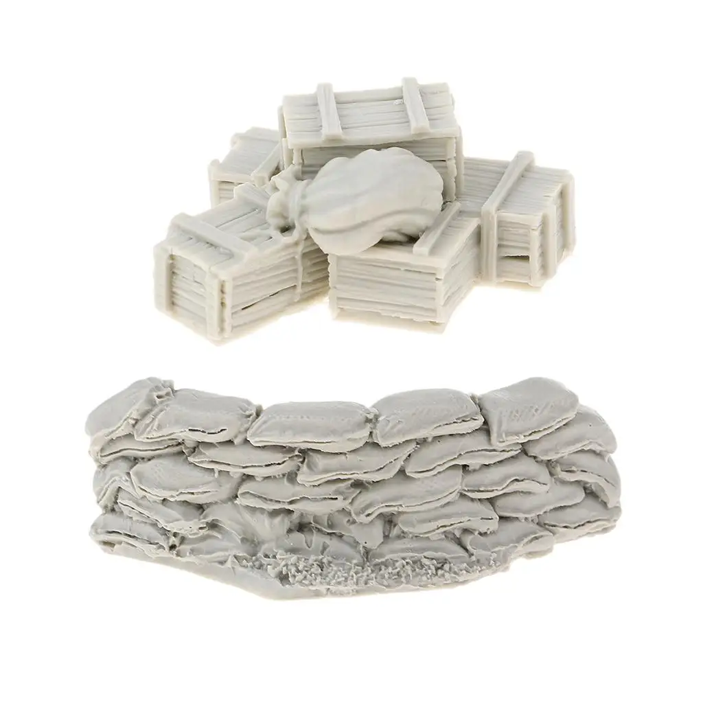 Resin Model Unpainted Kit Ammunition Box Bags Accessories Sandbags Wall