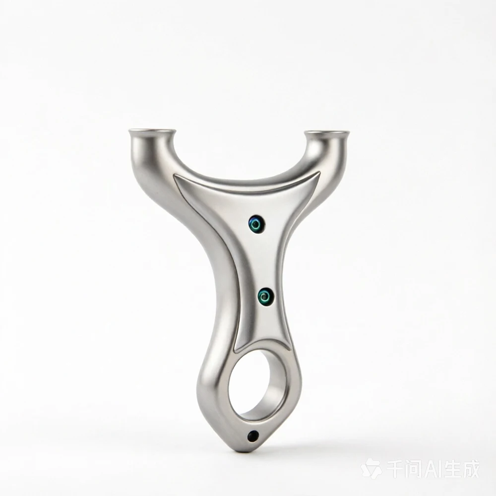 Stainless Steel Y-Shaped Slingshot with Round Fork, Finger Ring & Colorful Screws for Outdoor Target Practice