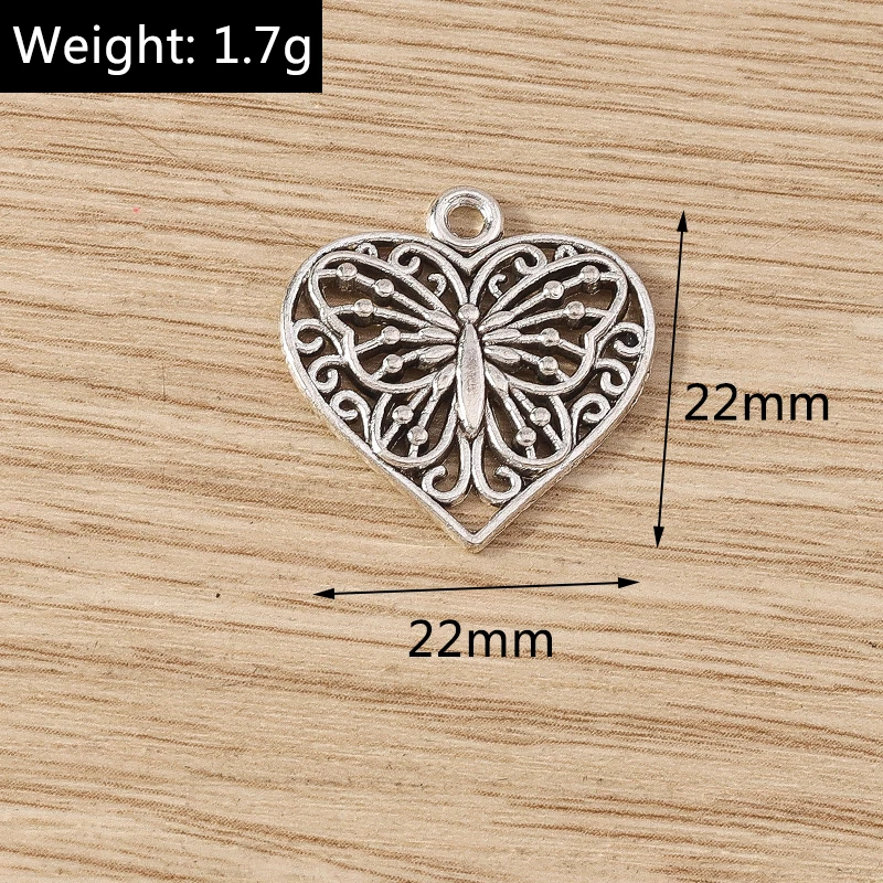 20 stücke 14x16mm niedlichen Gold Silber Farbe Legierung Liebe Herz Charms Anhänger für Schmuck Herstellung Ohrringe Halsketten Armbänder DIY Geschenke – Detail 12