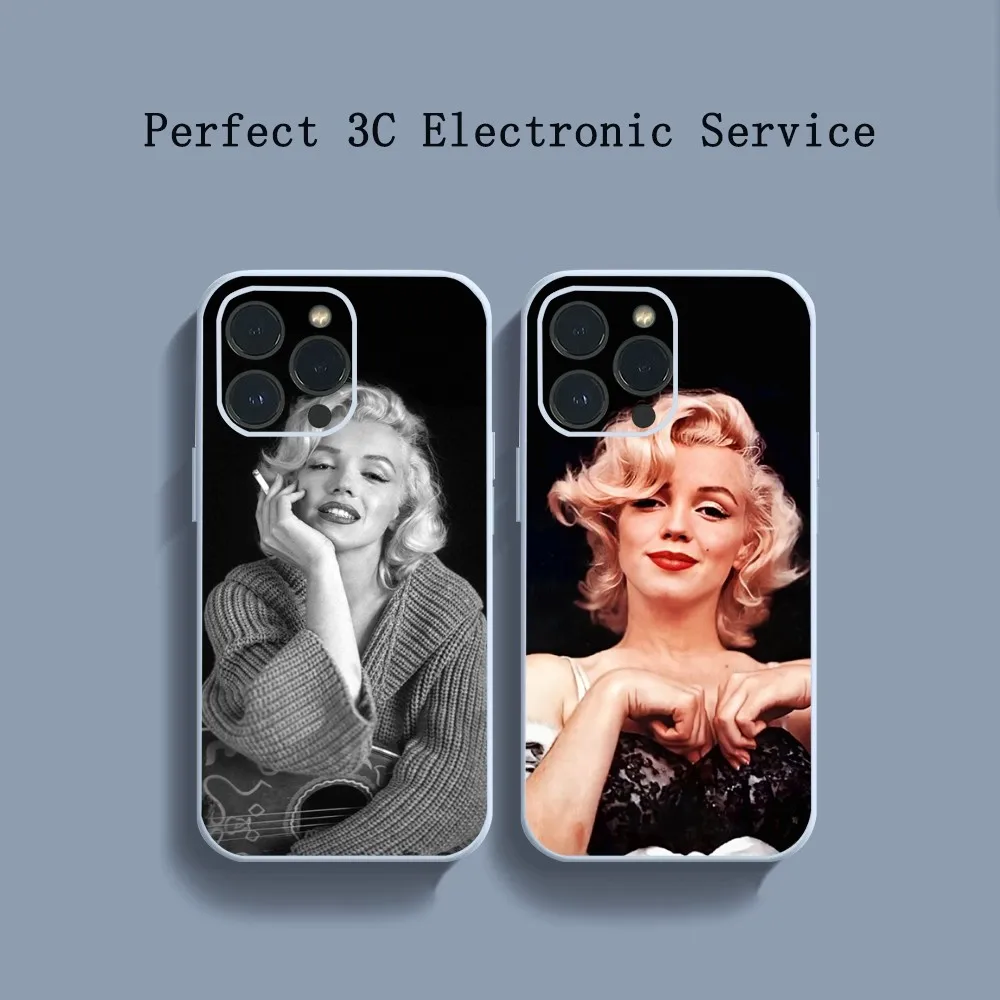 Sexy Girl M-Marilyns M-Monroes Phone Case For iPhone 14 13 12 11 Pro Max XS Max X XR 7 8 Plus Mini Blue TPU material