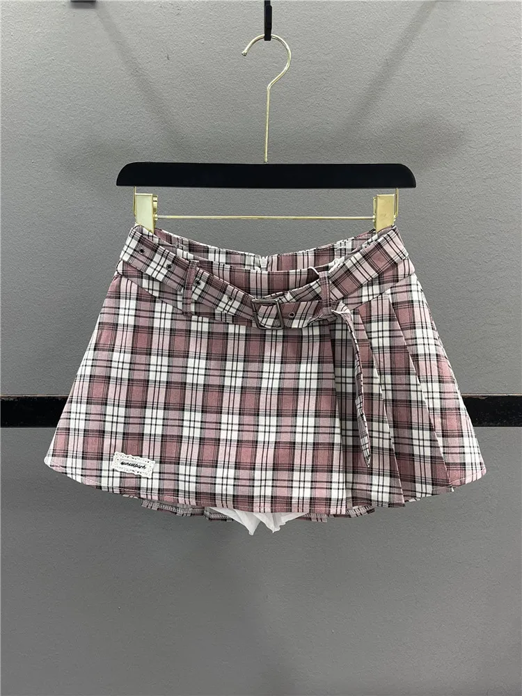 

Anti-Light Slimming Plaid A-Line Skirt Women's Summer New Style College Style Short Skirt Casual Cotton Blend Skirt